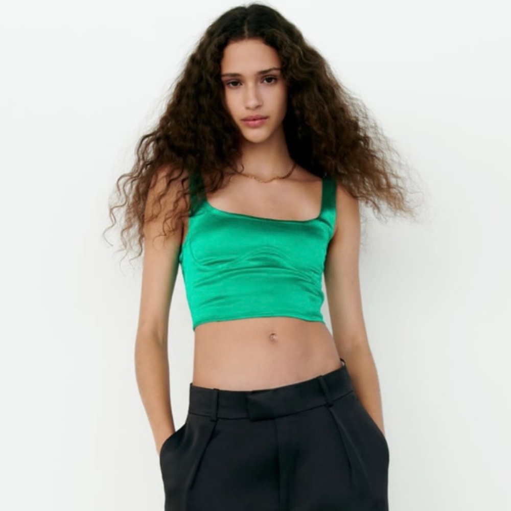 NWT Green Corset Top from Zara, size Small